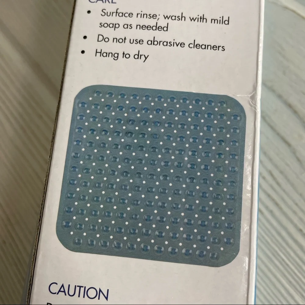 Theracare Shower Mat 21” x 20” Square Walk In Showers NEW Blue Non-Slip